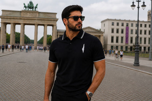 Polo-Shirt mit Palästina-Karte Stickerei | Kulturelles Statement Design