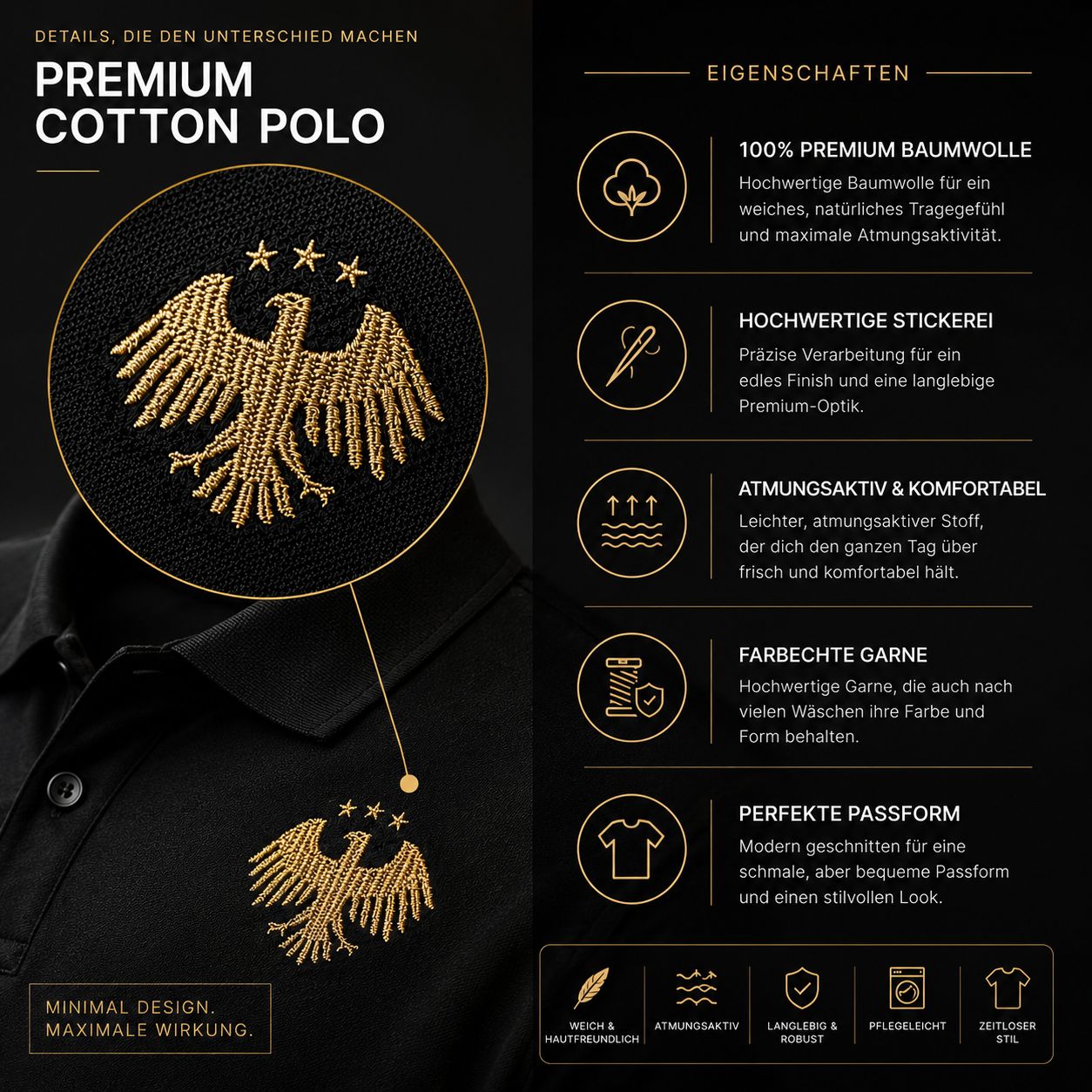 Polo-Shirt mit Syrischem Adler | Arabische Premium Streetwear